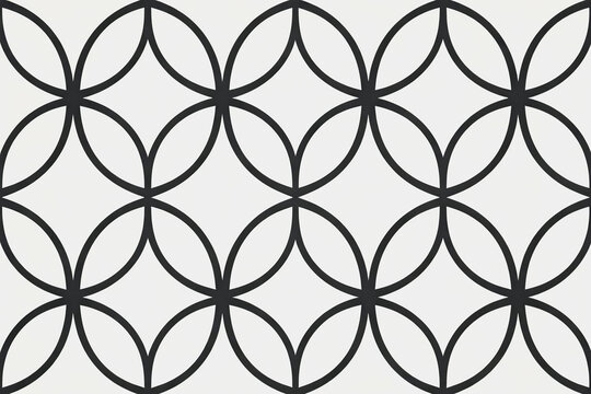 A seamless geometric pattern with interlocking dark gray circles on an off-white background, suitable for wallpaper or decorative use.