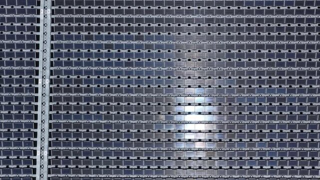 close up view of solar photovoltaic panel array grid
