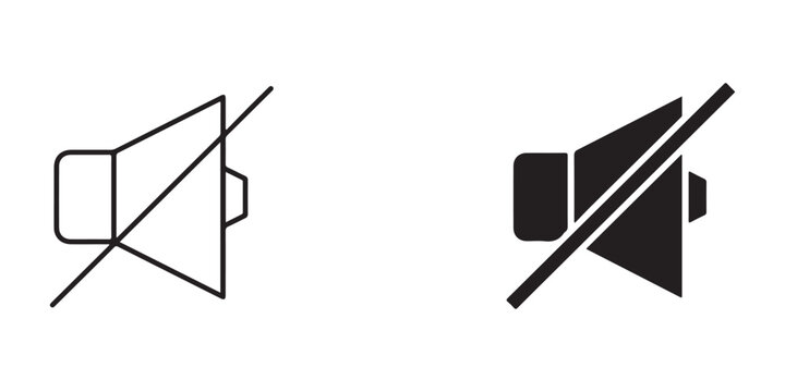 speaker icon with mute and unmute sound control symbols for web design and user interface elements