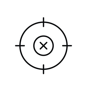 Cross in target. Pixel perfect, editable stroke vector icon