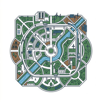 Sustainable smart city aerial view vector illustration