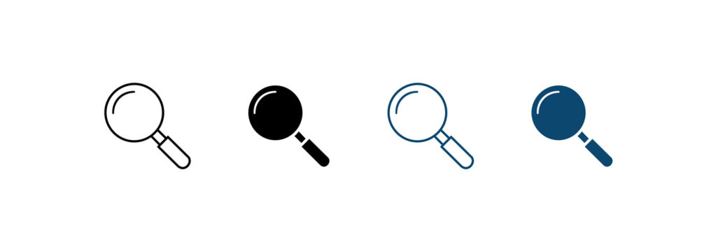 Magnifying glass icon set. Search icon symbol in the form of a magnifying glass for interfaces.