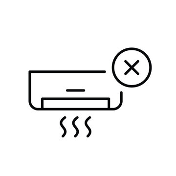 Air conditioning shutdown user, HVAC cancellation operator. Pixel perfect, editable stroke vector icon