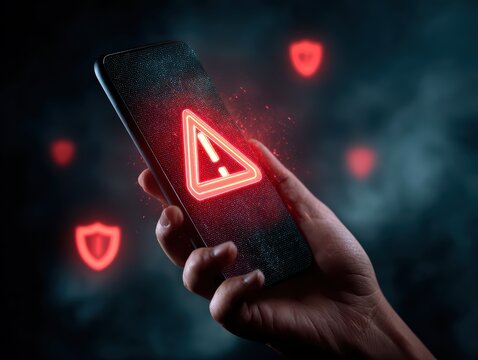 cyber security warning on smartphone