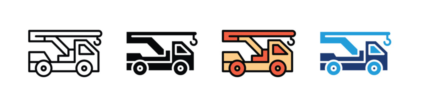 Crane Truck  Icon Collection With Multiple Styles