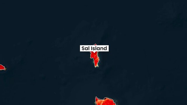 Animated map showing cape verde islands including sal island clip