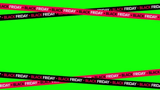 Vibrant Green Screen Background with Dynamic Black Friday Sales Promotion Tapes Overlay