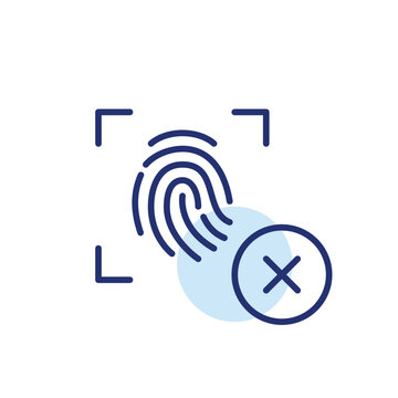 Biometric authentication restriction, fingerprint scan ban. Pixel perfect, editable stroke vector icon