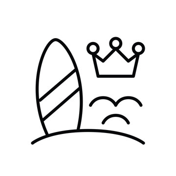 Premium beach experience, luxury surfing access, vip surf lessons. Pixel perfect, editable stroke vector icon