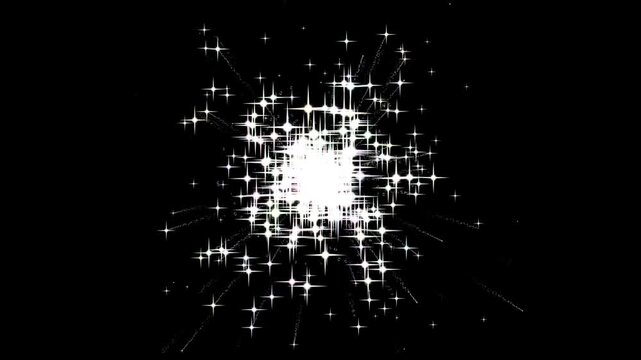 Fast digital glitter particle animation, minimalist white star twinkle loop, clean line glitter animation, modern vector sparkle doodle, flat graphic design light trail, simple glowing motion,