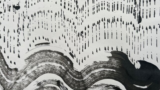 dripping drops, ink-painted raindrops, abstract ink wash painting, Japanese-style background illustration