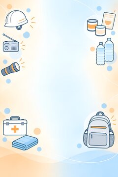 防災備蓄と非常用品をテーマにしたグラデーションベクター背景素材