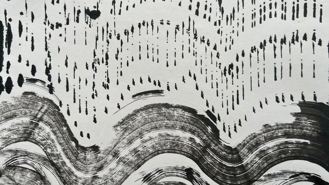 dripping drops, ink-painted raindrops, abstract ink wash painting, Japanese-style background illustration