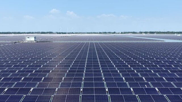 vast solar photovoltaic panel array power generation station