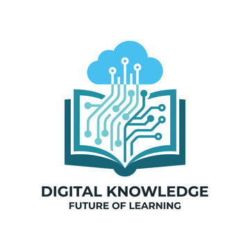This logo features an open book integrated with cloud and digital elements, symbolizing the future of learning and the integration of technology in education.