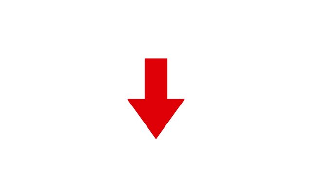 Red down arrow graphic symbol pointing downward on a clean white background