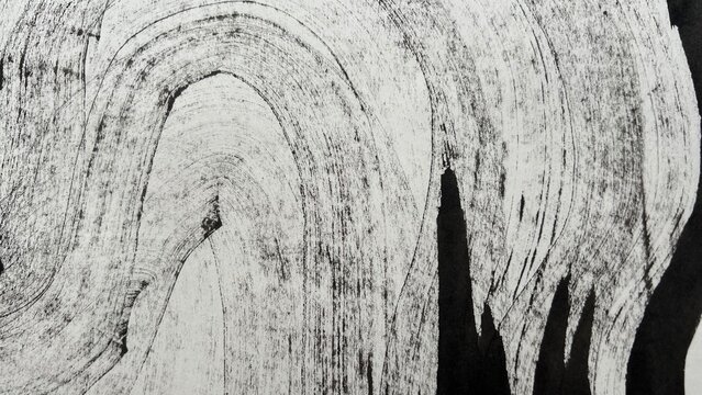 washi-textured background material, large water flow drawn in ink, monochrome curved lines, big wave lines