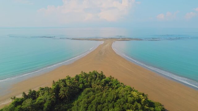 Symmetry of Whale Tail sandbar captured from above at Marino Ballena National Park Uvita Costa Rica