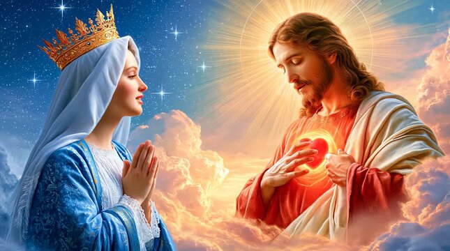 Mary and Jesus Christ Pray Together for the World, Heaven