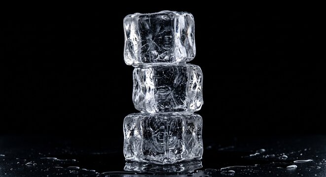 ice cubes on black background