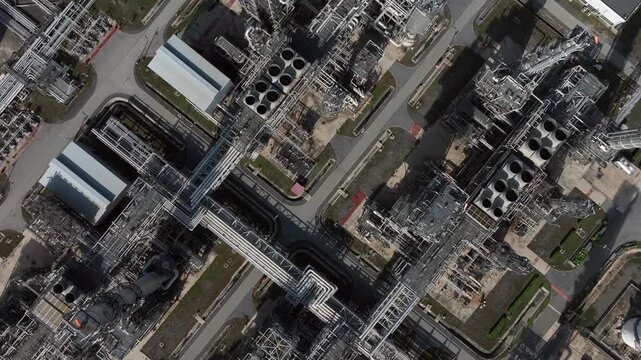 Aerial view oil refinery, Refinery plant, Refinery factory.