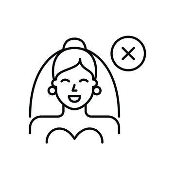 Marriage cancelled, wedding ban. Bride and cross. Pixel perfect, editable stroke vector icon