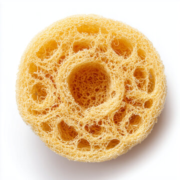 Round Loofah Sponge Scrub Pad Isolated on White Background