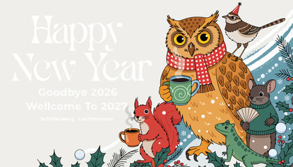 Fototapeta premium New Year Celebration with Animals