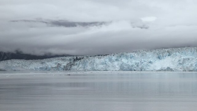 a panning right clip of hubbard glacier in alaska of the united states