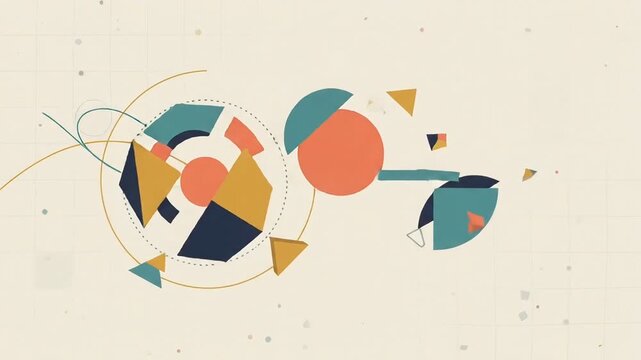 Abstract Geometric Shapes Assembling into Lightbulb and Gear Animation - Concept of Idea, Innovation and Creative Thinking.