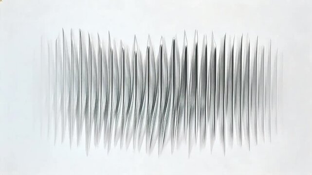 Black and white abstract wave lines varying in density and thickness on white background