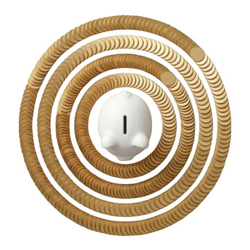 Piggy Bank and Concentric Coins Rings