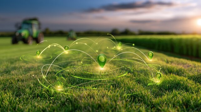 Digital Connectivity and Smart Agriculture Technology Enhancing Precision Farming in Lush Green Fields