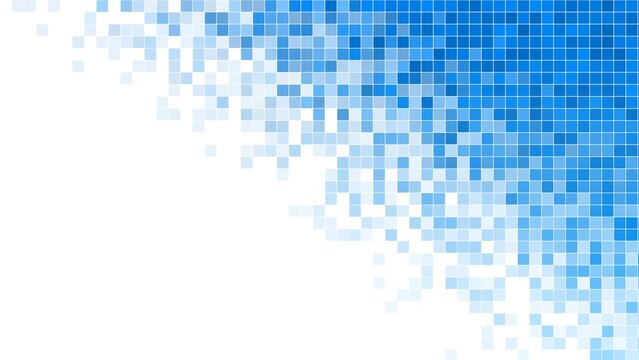 Blue corner pixelated mosaic gradient design creates professional technology themed layout.