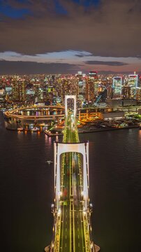Time lapse of Traffic on bridge in tokyo, Japan.
