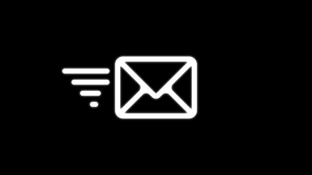 Email notification mail icon set with new message alert send status .A simple black icon of an envelope on a Transparent Background for communication and messaging icon animation .
