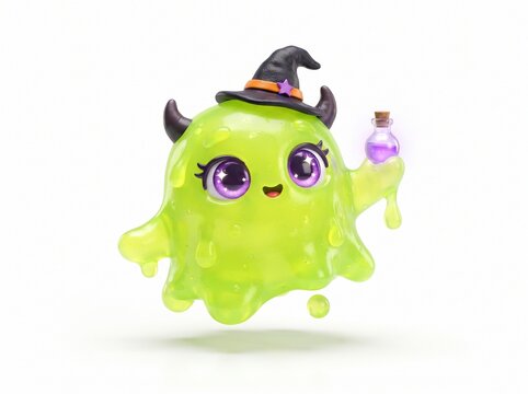 Cute green slime monster