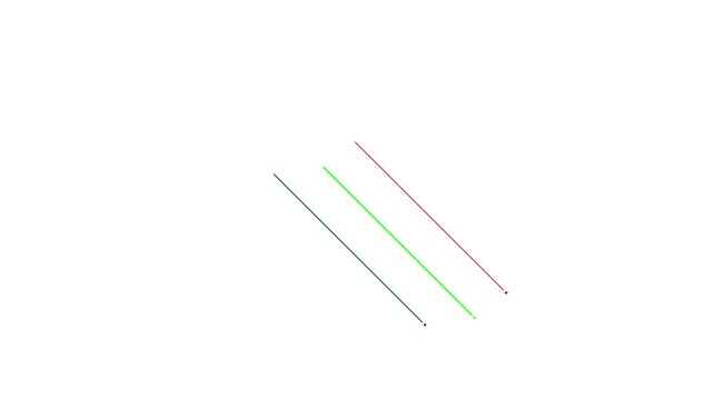 Three parallel lines animating across white background in smooth rhythmic motion sequence.