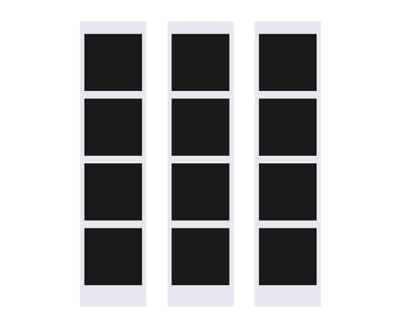 Empty Photo Booth Frame Template, Vertical Photo Strip with Four Blank Black Frames, Minimalist Photobooth Collage, Instant Photo Layout and Memory Picture Design