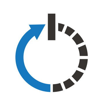 Reboot or restart logo icon technology,  simple flat design vector.