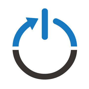 Reboot or restart logo icon technology,  simple flat design vector.