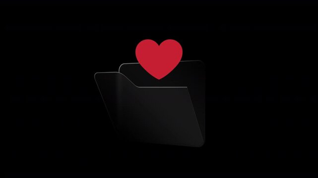 Heart Icon Surfacing From Folder on Transparent Background, Seamless Loop