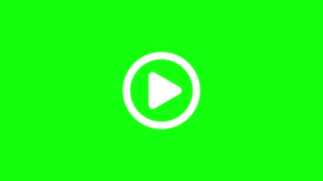 White play button animation. Minimalist white video play button icon on a black background 4k video animation.
