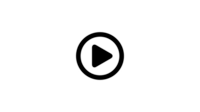Black play button animation. Minimalist white video play button icon on a black background 4k video animation.
