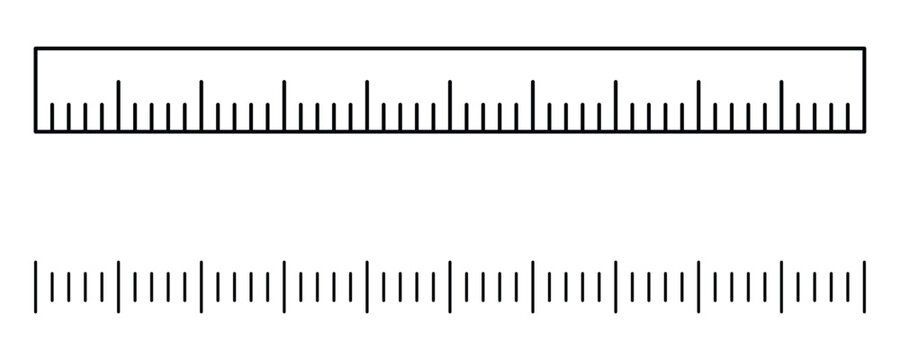 White background black ruler scale vector icon. Bold color minimal icon represents measurement, precision and scaling.