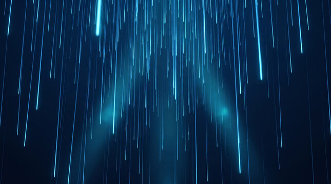 Glowing blue matrix light rays falling speed background