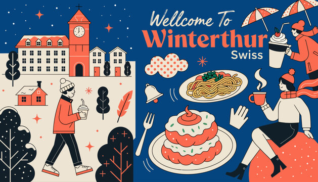 Welcome to Winterthur, Swiss town in winter