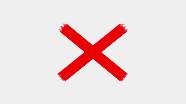 Cross mark icon isolated on transparent background. Error and cancel symbols animation. Wrong signs stopped and close incorrectly icon chroma key background. Cross mark brush stock.