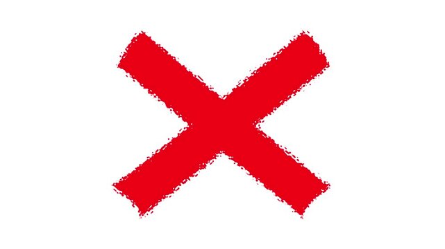 Cross mark icon isolated on transparent background. Error and cancel symbols animation. Wrong signs stopped and close incorrectly icon chroma key background. Cross mark brush stock.