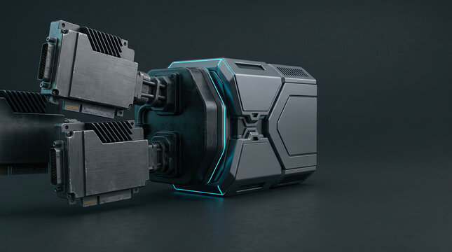 Futuristic Sci Fi Electronic Hardware Module 3D Render